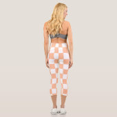 Leggings Capri à damiers carré pêche et blanc rétro géométrique (Verso)