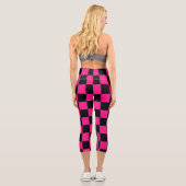 Leggings Capri à damiers carré rose chaud noir rétro géométrique (Verso)