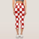 Leggings Capri à damiers carré rouge blanc rétro (Verso)