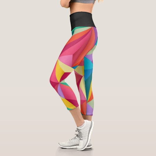 Leggings Capri à facettes géométriques multicolore (Gauche)