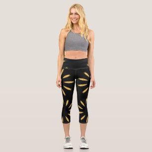 Leggings Capri Abats de jaune sur des jambières de capri noirs