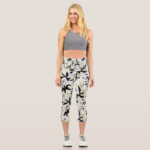 Leggings Capri Abstract, Black and Green, Youth, Modern, Creative
