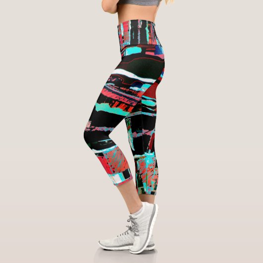 Leggings Capri Abstract Freedom – Custom High Waisted Yoga Capris (Gauche)