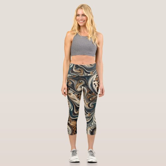 Leggings Capri Abstract Leopard Print Swirl (Recto)