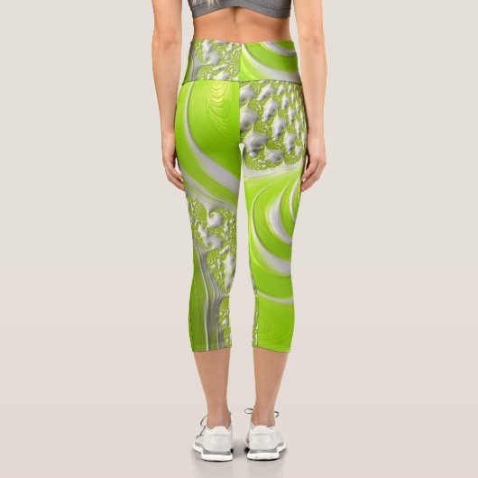 Leggings Capri Abstract Lime Green (Verso)