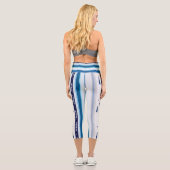 Leggings Capri Abstract Symphony in Blue 5 (Vertical Lines) (Verso)