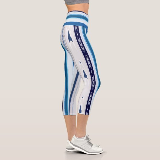 Leggings Capri Abstract Symphony in Blue 5 (Vertical Lines) (Droite)