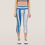 Leggings Capri Abstract Symphony in Blue 5 (Vertical Lines) (Recto)