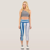 Leggings Capri Abstract Symphony in Blue 5 (Vertical Lines) (Recto)