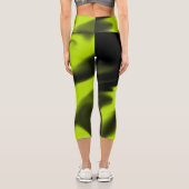 Leggings Capri Abstrait 3 en noir et vert citron (Verso)