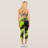 Leggings Capri Abstrait 3 en noir et vert citron (Verso)