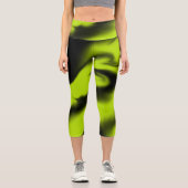 Leggings Capri Abstrait 3 en noir et vert citron (Recto)