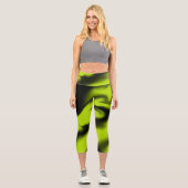 Leggings Capri Abstrait 3 en noir et vert citron (Recto)