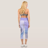 Leggings Capri Abstrait Art Fractal Lavande Bleu (Verso)