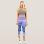 Leggings Capri Abstrait Art Fractal Lavande Bleu (Recto)