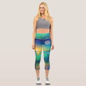 Leggings Capri Abstrait Azure Seascape (Recto)