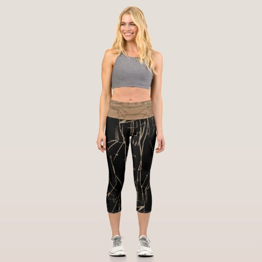 Leggings Capri Abstrait Black_Beige Yoga Capris Par JOYA EVE (Recto)