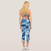 Leggings Capri Abstrait bleu et blanc (Verso)