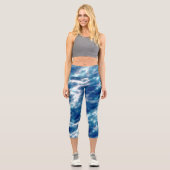 Leggings Capri Abstrait bleu et blanc (Recto)