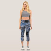 Leggings Capri Abstrait bleu et noir complexe fractal (Recto)