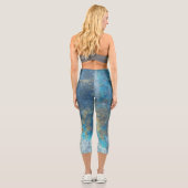 Leggings Capri Abstrait bleu et turquoise (Verso)