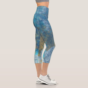 Leggings Capri Abstrait bleu et turquoise