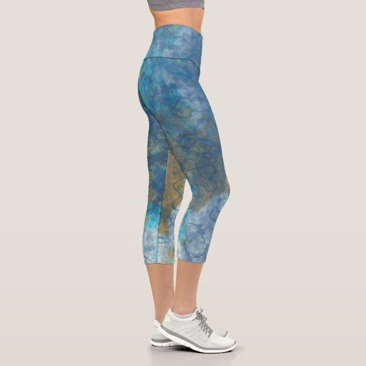Leggings Capri Abstrait bleu et turquoise (Droite)