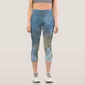 Leggings Capri Abstrait bleu et turquoise (Recto)