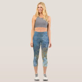 Leggings Capri Abstrait bleu et turquoise (Recto)