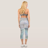 Leggings Capri Abstrait Bleu Vert Papillon Imaginaire Fractal Art (Verso)