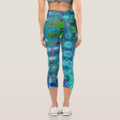 Leggings Capri Abstrait couleur bleu vague Mosaïque rétro (Verso)