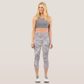 Leggings Capri abstrait de marbre rose et gris (Recto)