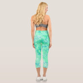 Leggings Capri abstrait de marbre vert et bleu (Verso)