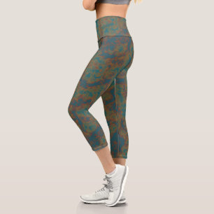 Leggings Capri Abstrait de rouille turquoise