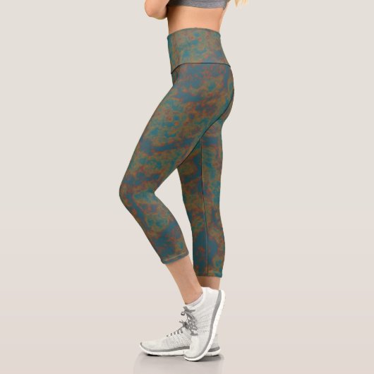 Leggings Capri Abstrait de rouille turquoise (Gauche)