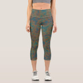 Leggings Capri Abstrait de rouille turquoise (Recto)