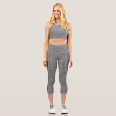 Leggings Capri Abstrait Élégant Blanc & Gris (Recto)