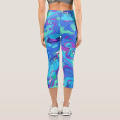 Leggings Capri Abstrait en bleus, verts et violets (Verso)