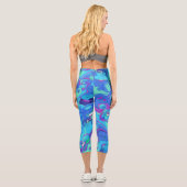 Leggings Capri Abstrait en bleus, verts et violets (Verso)