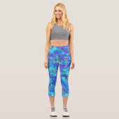 Leggings Capri Abstrait en bleus, verts et violets (Recto)