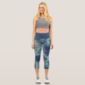Leggings Capri Abstrait en marbre turquoise (Recto)