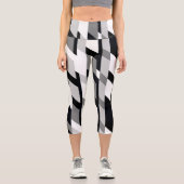 Leggings Capri Abstrait En Noir Et Blanc (Recto)