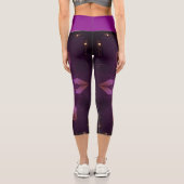 Leggings Capri Abstrait Floral Fractal Art Berry couleurs (Verso)