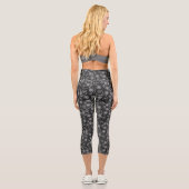 Leggings Capri Abstrait floral noir et blanc (Verso)