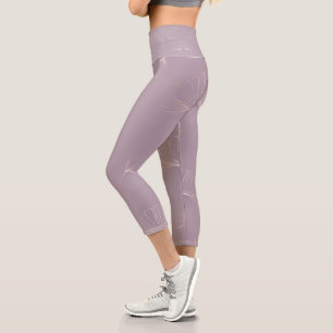 Leggings Capri Abstrait Ginkgo Biloba Rose Botanique Or