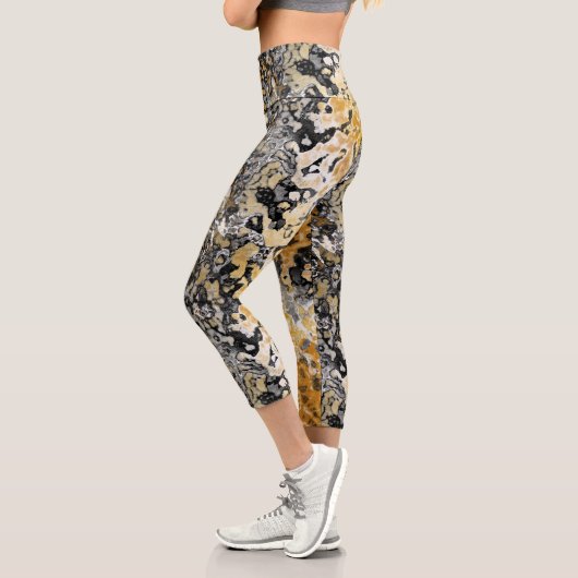 Leggings Capri Abstrait gris et or (Gauche)