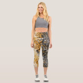 Leggings Capri Abstrait gris et or (Recto)
