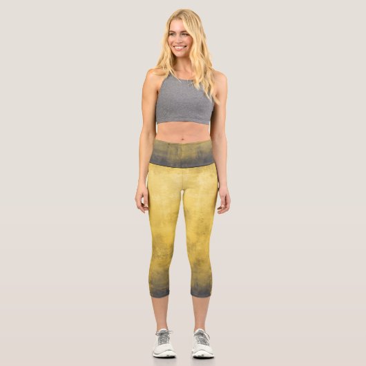 Leggings Capri Abstrait gris jaune simple (Recto)