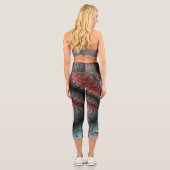 Leggings Capri Abstrait Imaginaire dynamique Fractal Art Brown Bl (Verso)