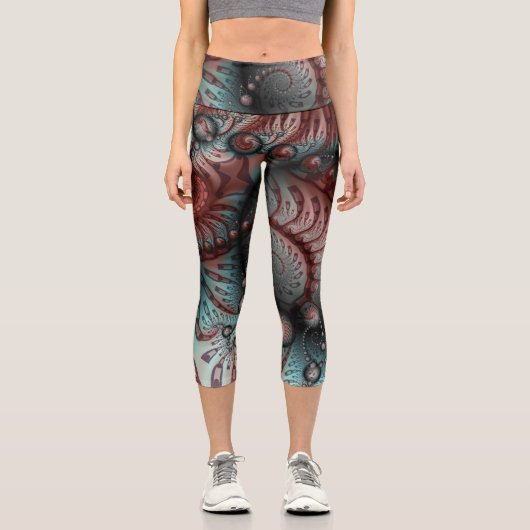 Leggings Capri Abstrait Imaginaire dynamique Fractal Art Brown Bl (Recto)